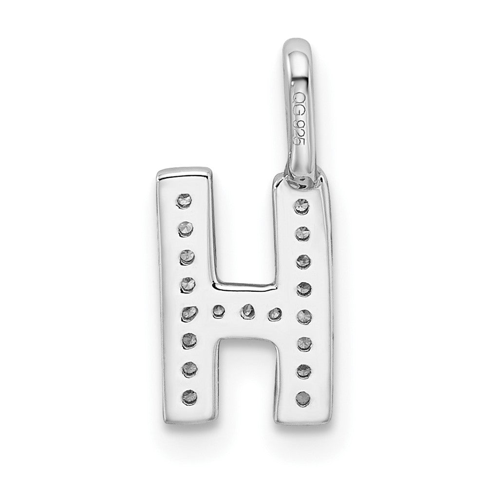 14K White Gold Diamond Letter H Initial Pendant