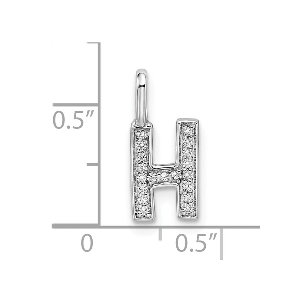 14K White Gold Diamond Letter H Initial Pendant