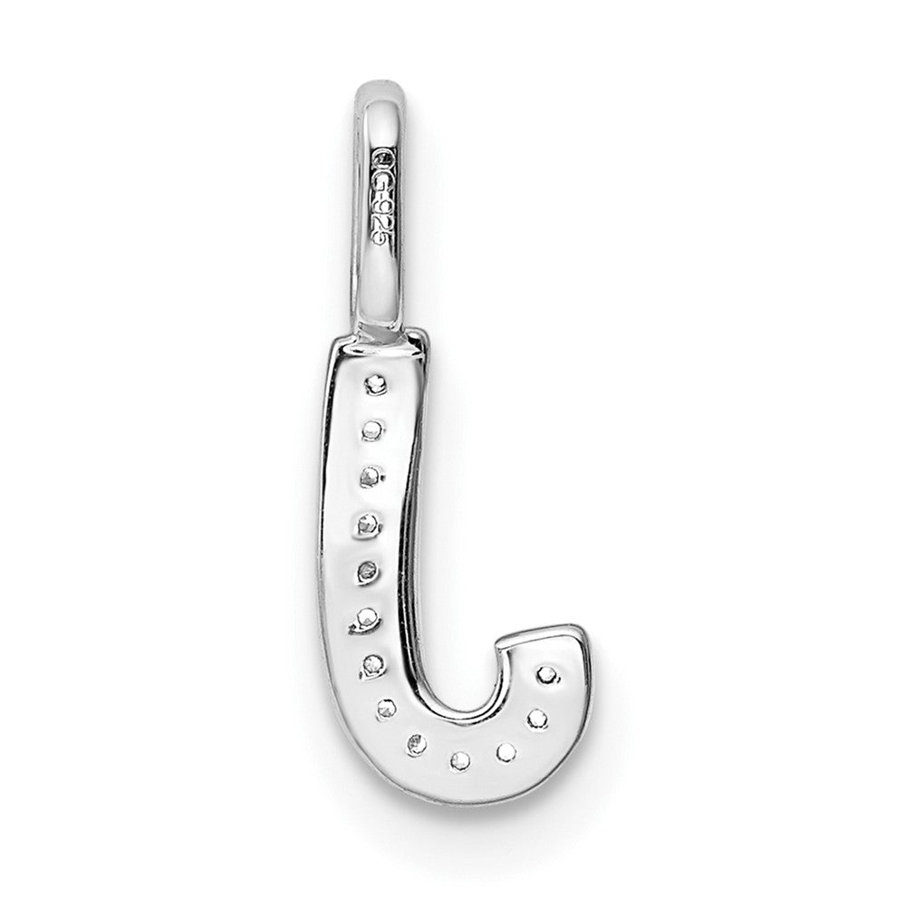 14K White Gold Diamond Letter J Initial Pendant