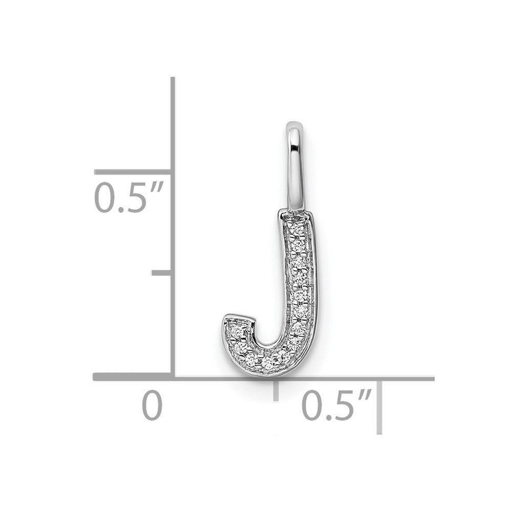 14K White Gold Diamond Letter J Initial Pendant
