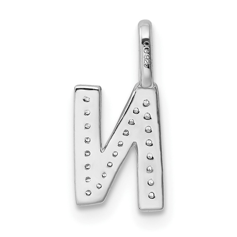 14K White Gold Diamond Letter N Initial Pendant