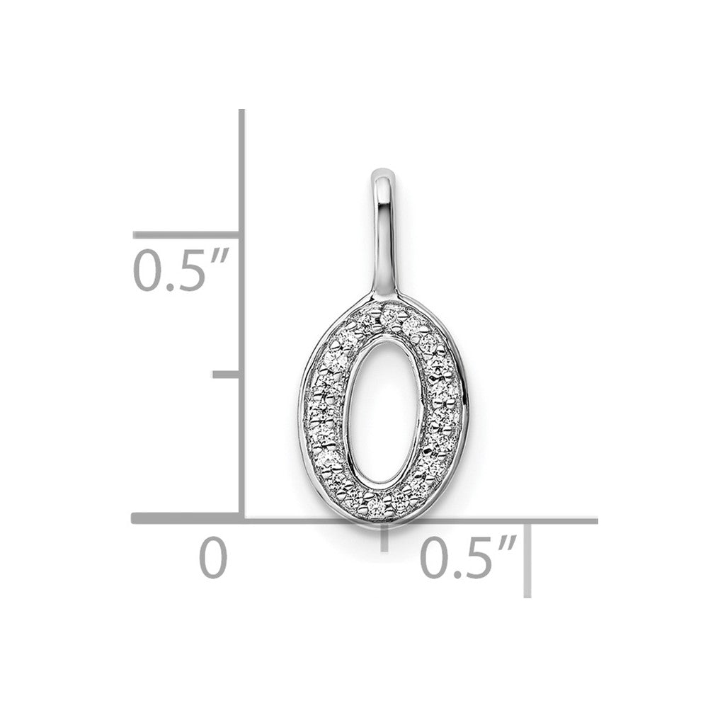 14K White Gold Diamond Number 0 Pendant