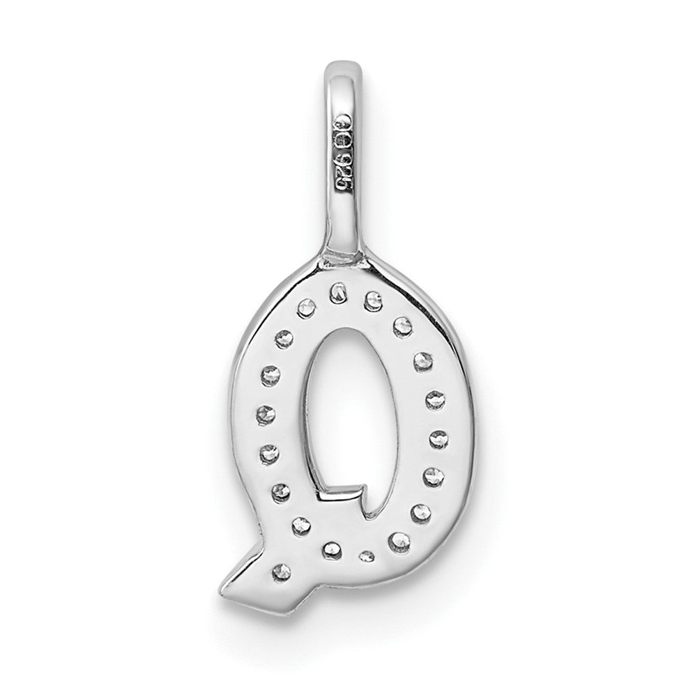 14K White Gold Diamond Letter Q Initial Pendant