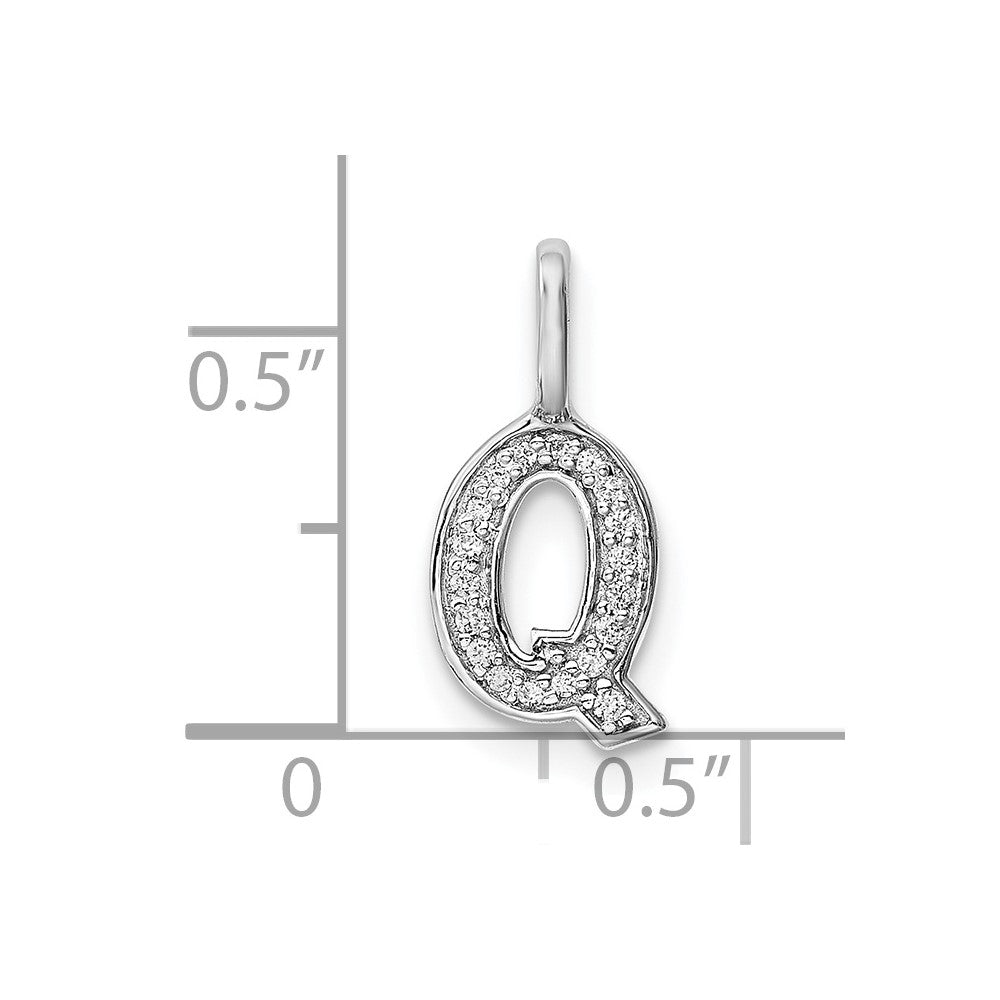 14K White Gold Diamond Letter Q Initial Pendant
