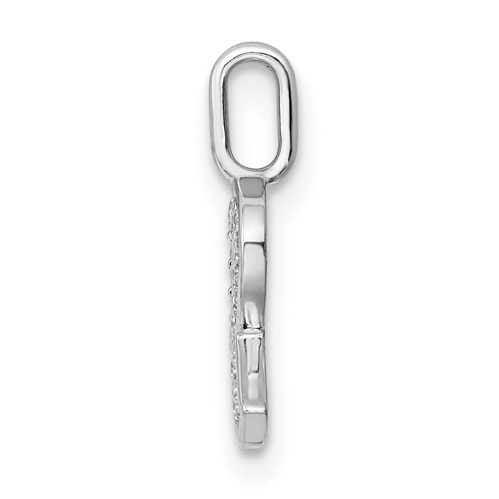 14K White Gold Diamond Letter R Initial Pendant
