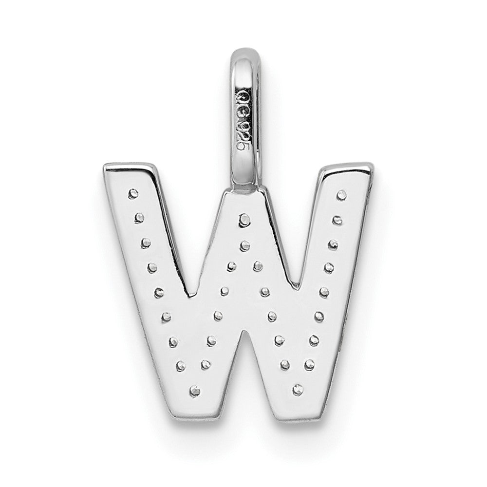 14K White Gold Diamond Letter W Initial Pendant