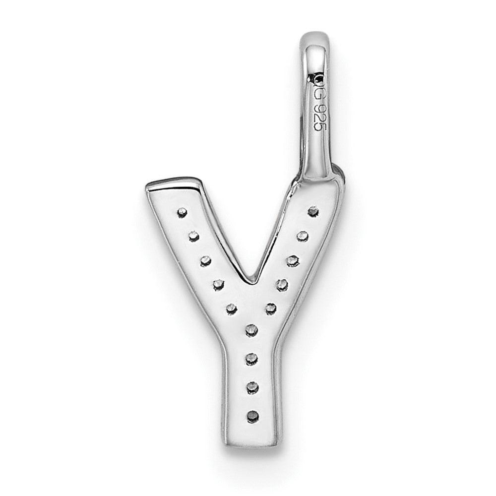 14K White Gold Diamond Letter Y Initial Pendant