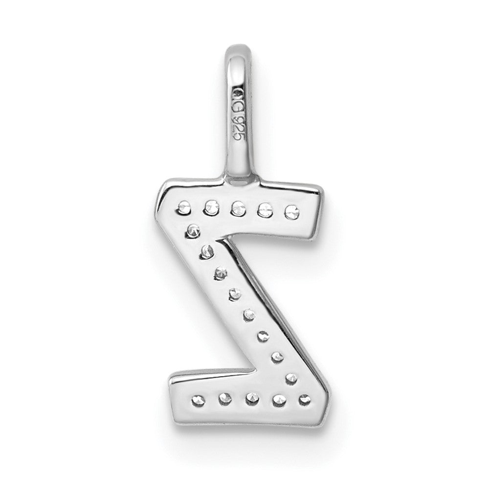 14K White Gold Diamond Letter Z Initial Pendant