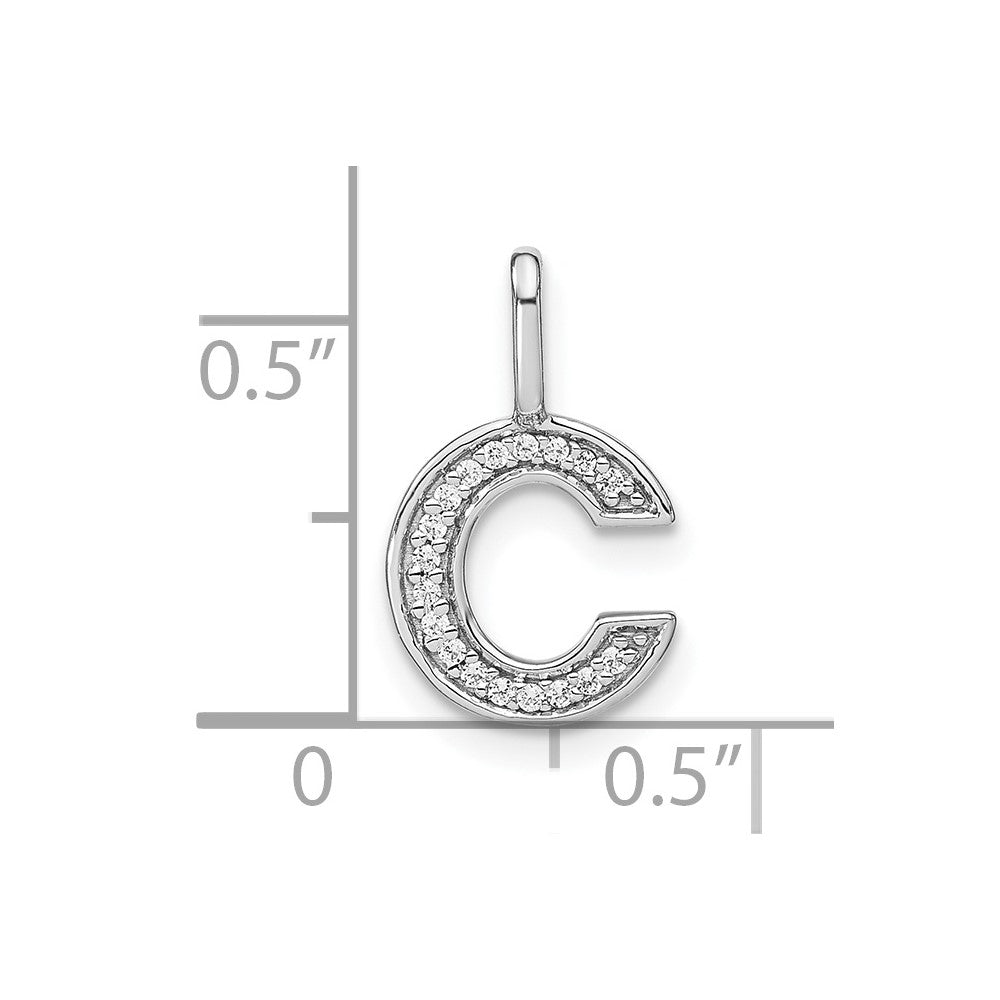 14K White Gold Diamond Lower Case Letter C Initial Pendant
