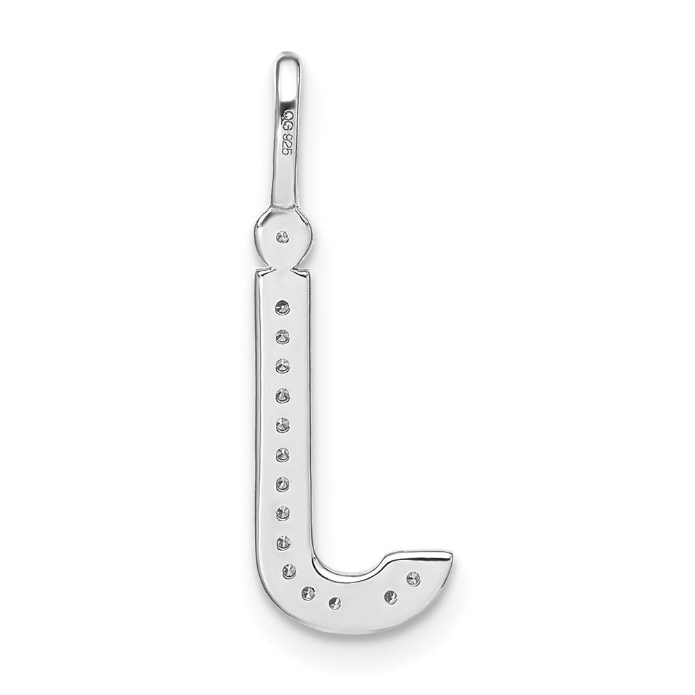 14K White Gold Diamond Lower Case Letter J Initial Pendant