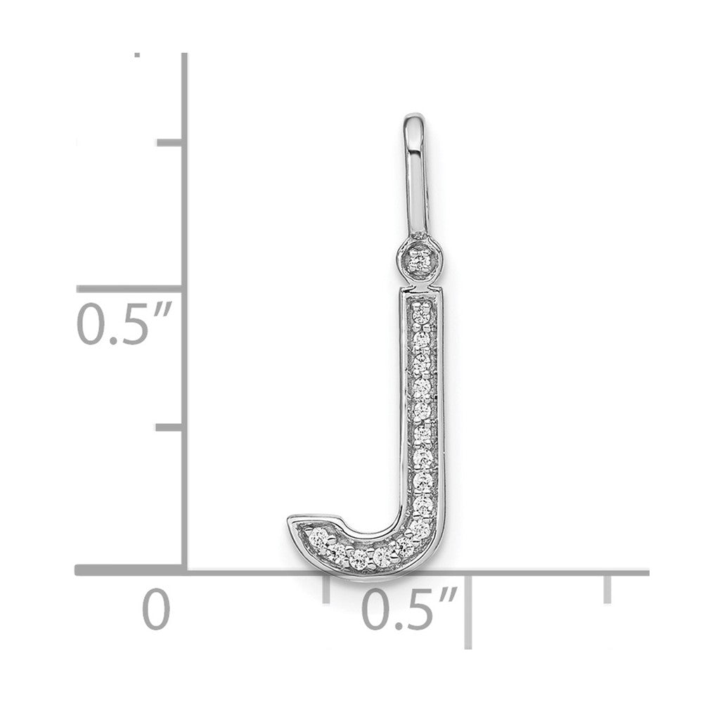 14K White Gold Diamond Lower Case Letter J Initial Pendant