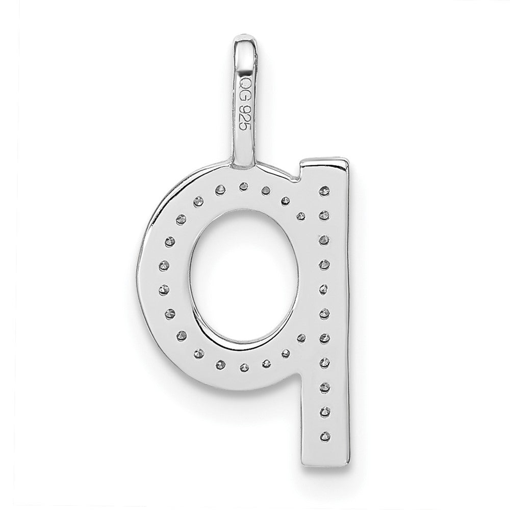 14K White Gold Diamond Lower Case Letter Q Initial Pendant