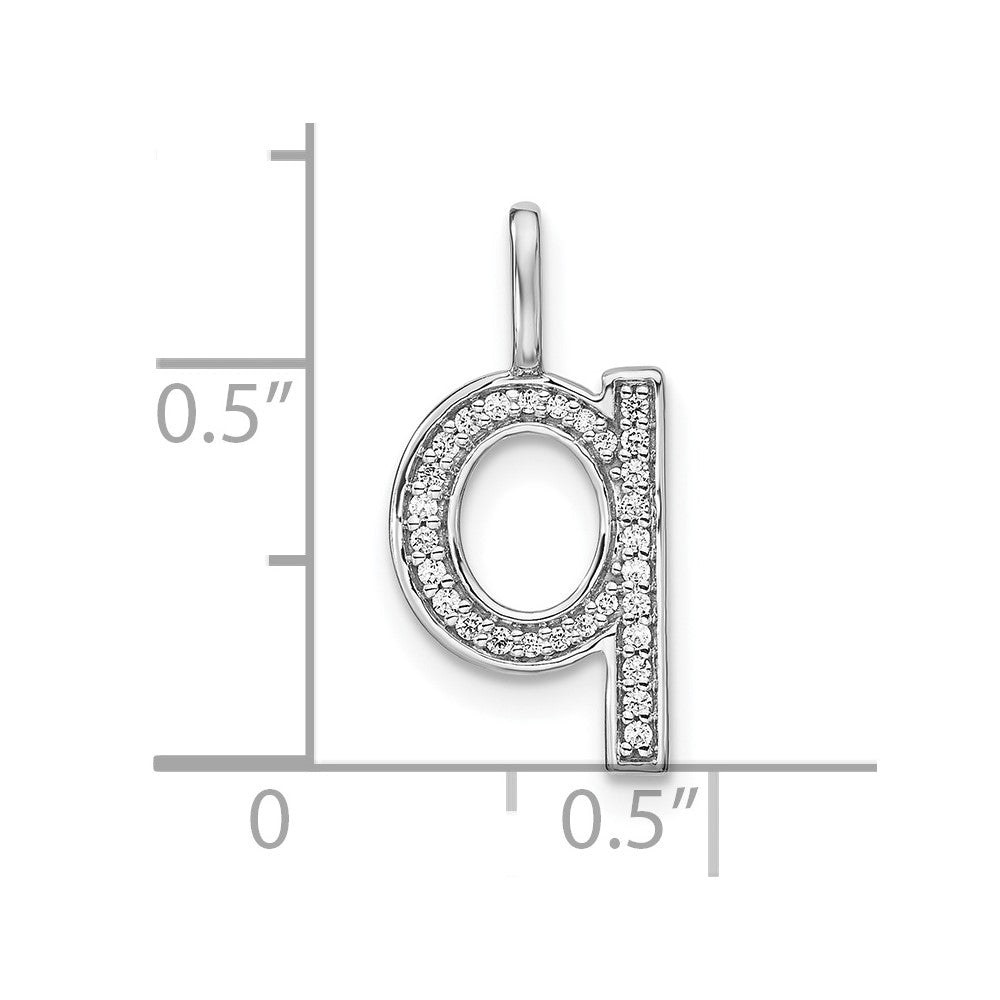 14K White Gold Diamond Lower Case Letter Q Initial Pendant