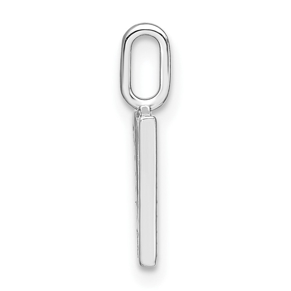 14K White Gold Diamond Lower Case Letter V Initial Pendant