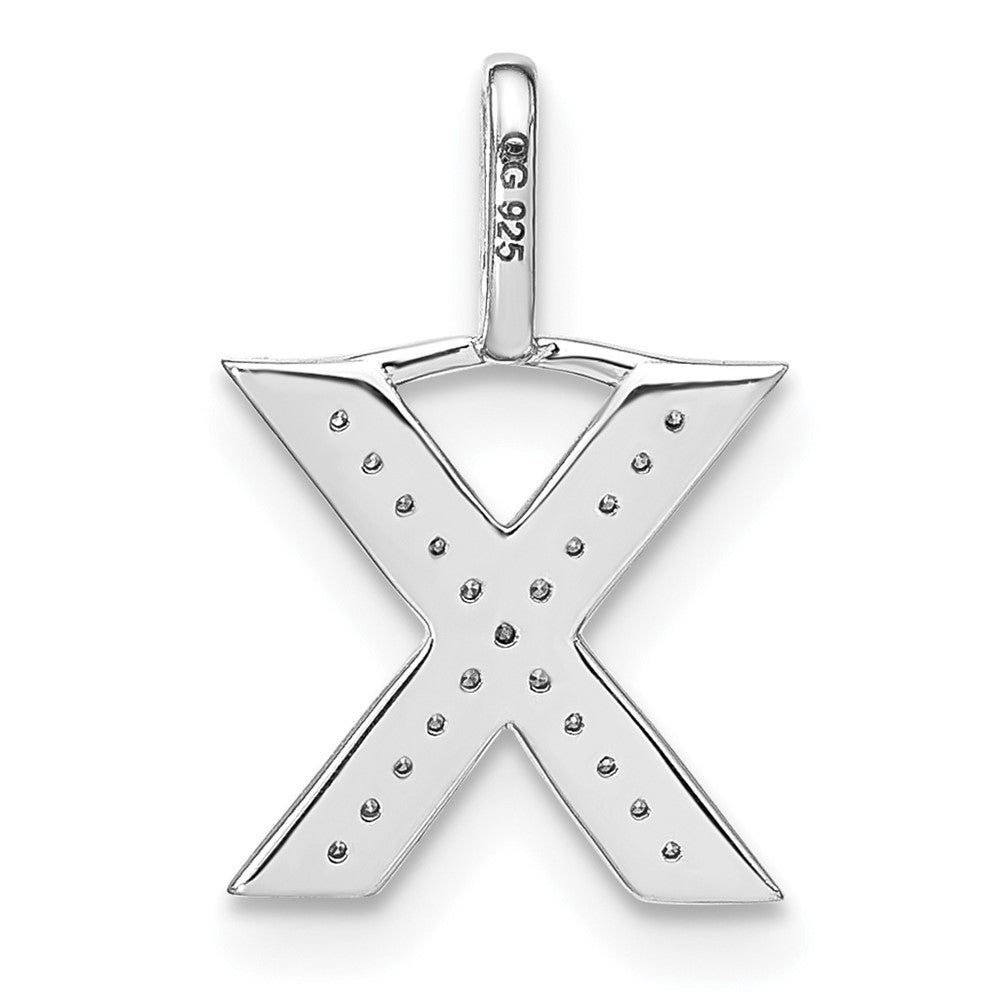 14K White Gold Diamond Lower Case Letter X Initial Pendant