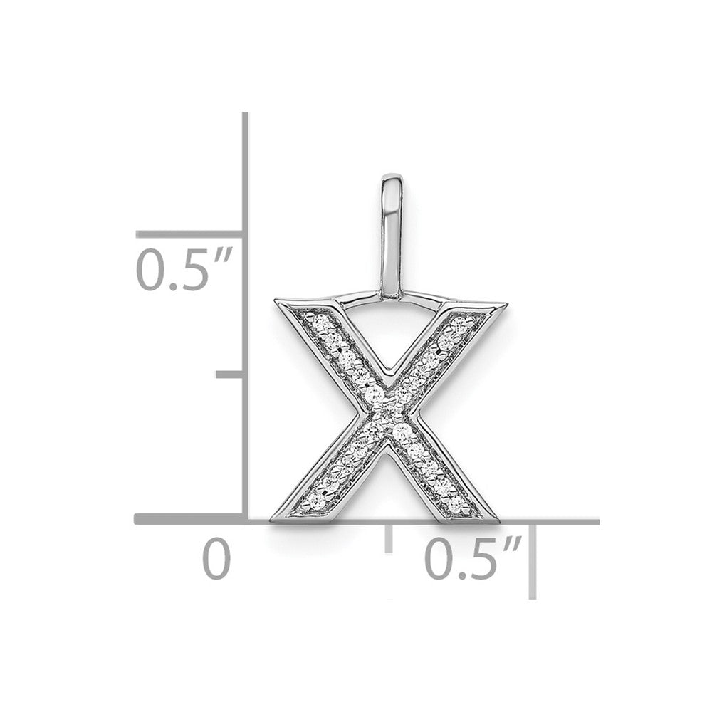 14K White Gold Diamond Lower Case Letter X Initial Pendant