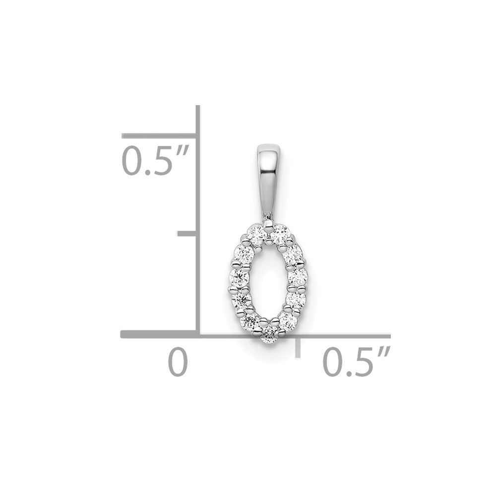 14k White Gold Diamond Number 0 Pendant