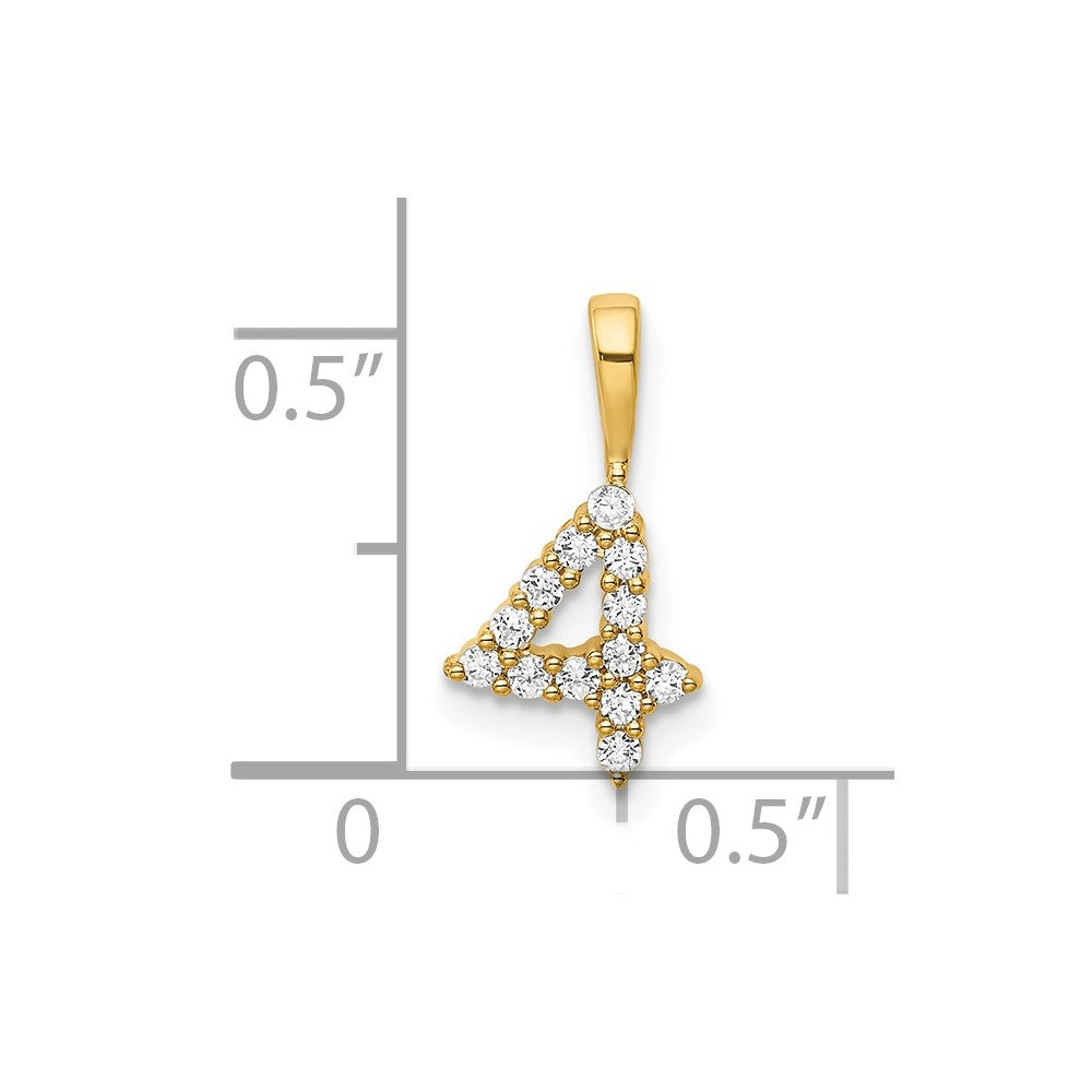 14K Diamond Number 4 Pendant