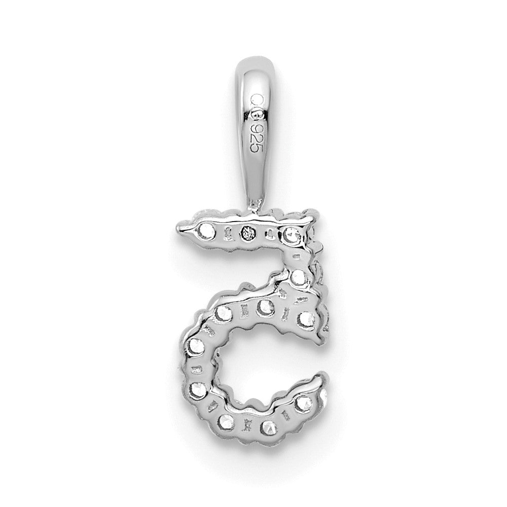 14k White Gold Diamond Number 5 Pendant