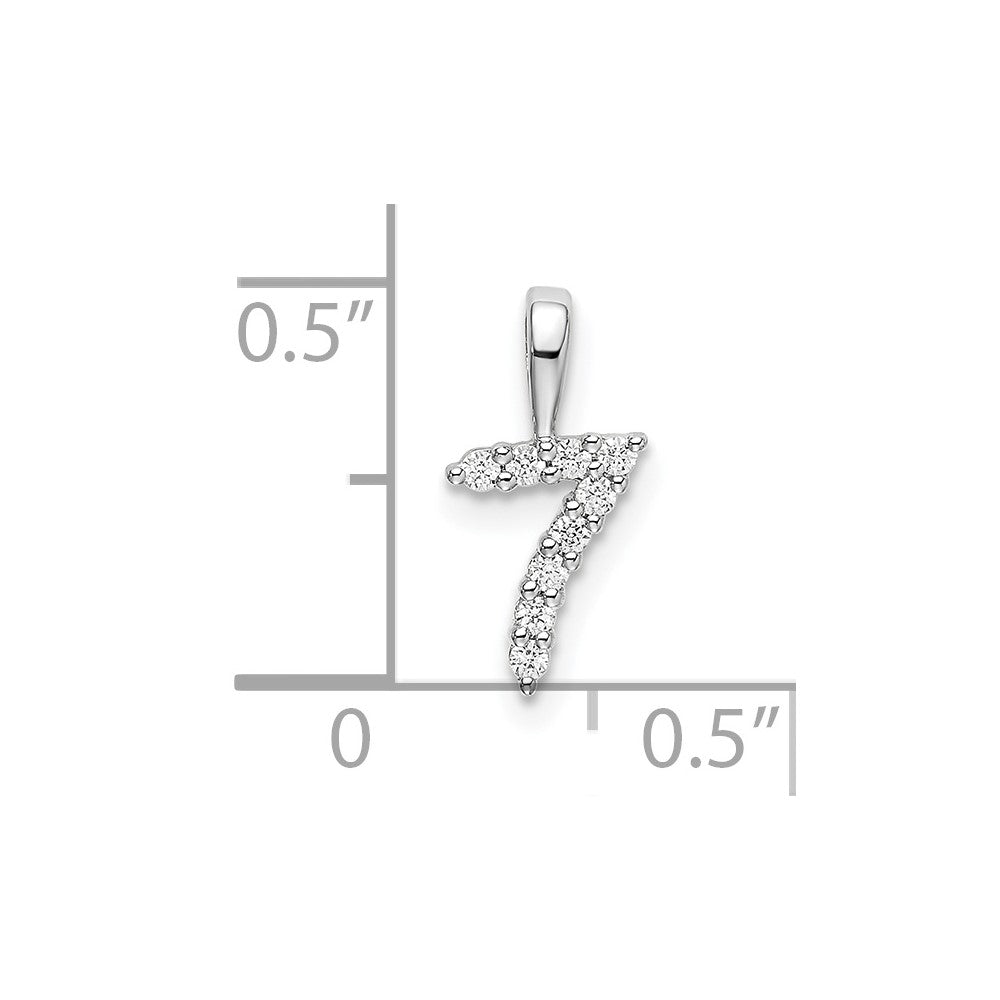 14k White Gold Diamond Number 7 Pendant