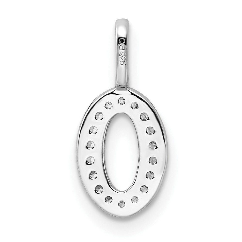 14k White Gold Diamond Number 0 Pendant