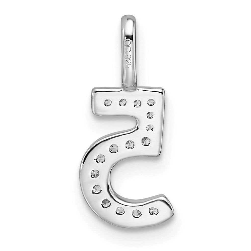 14k White Gold Diamond Number 5 Pendant