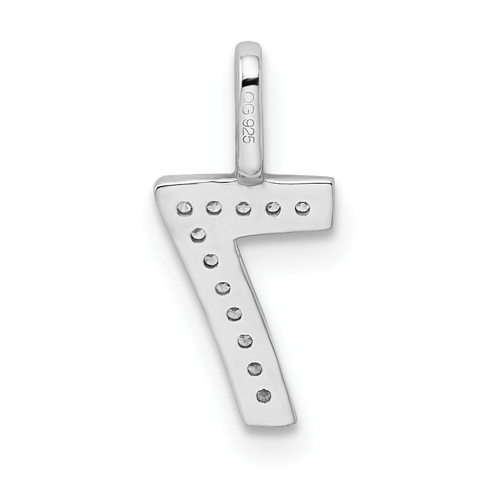 14k White Gold Diamond Number 7 Pendant