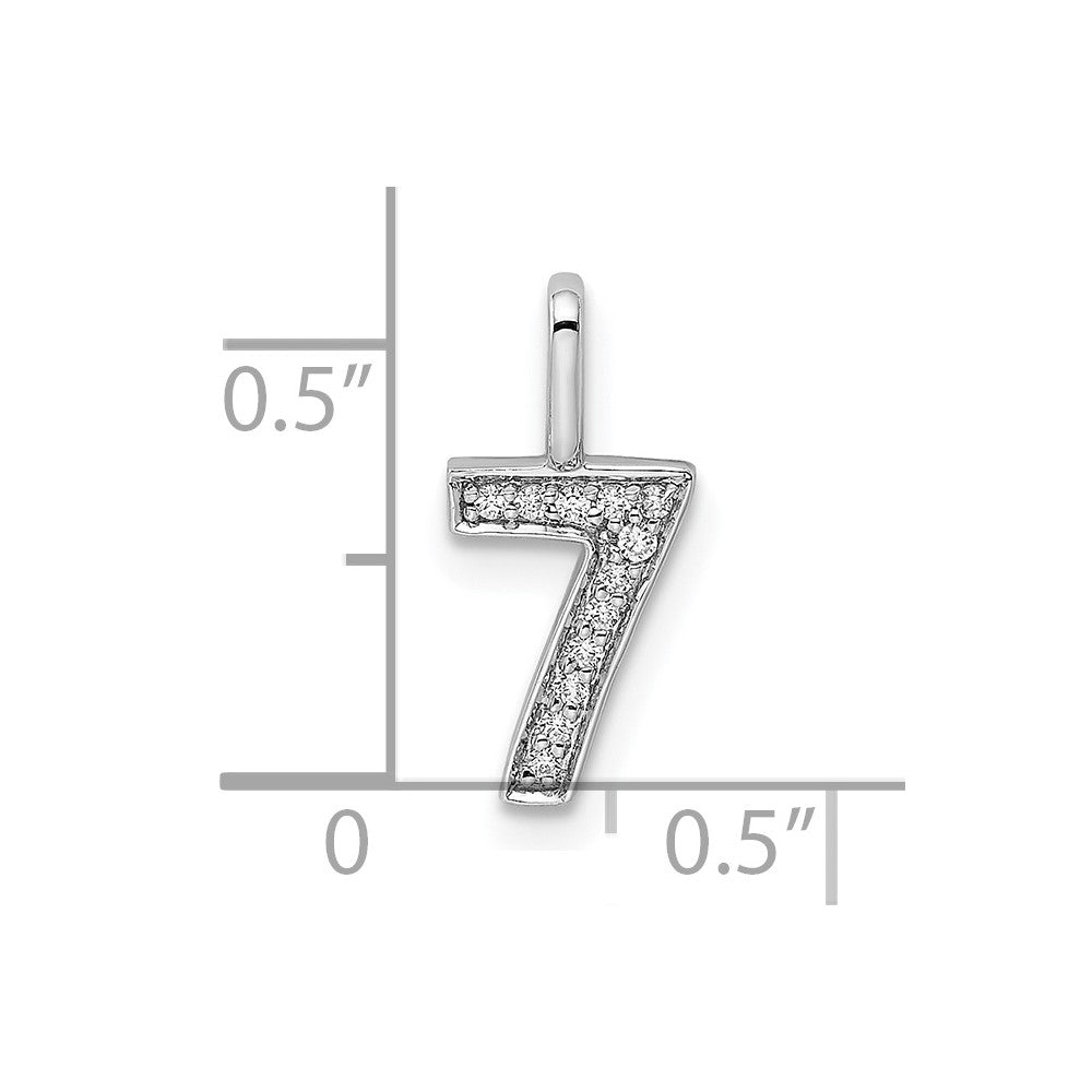 14k White Gold Diamond Number 7 Pendant