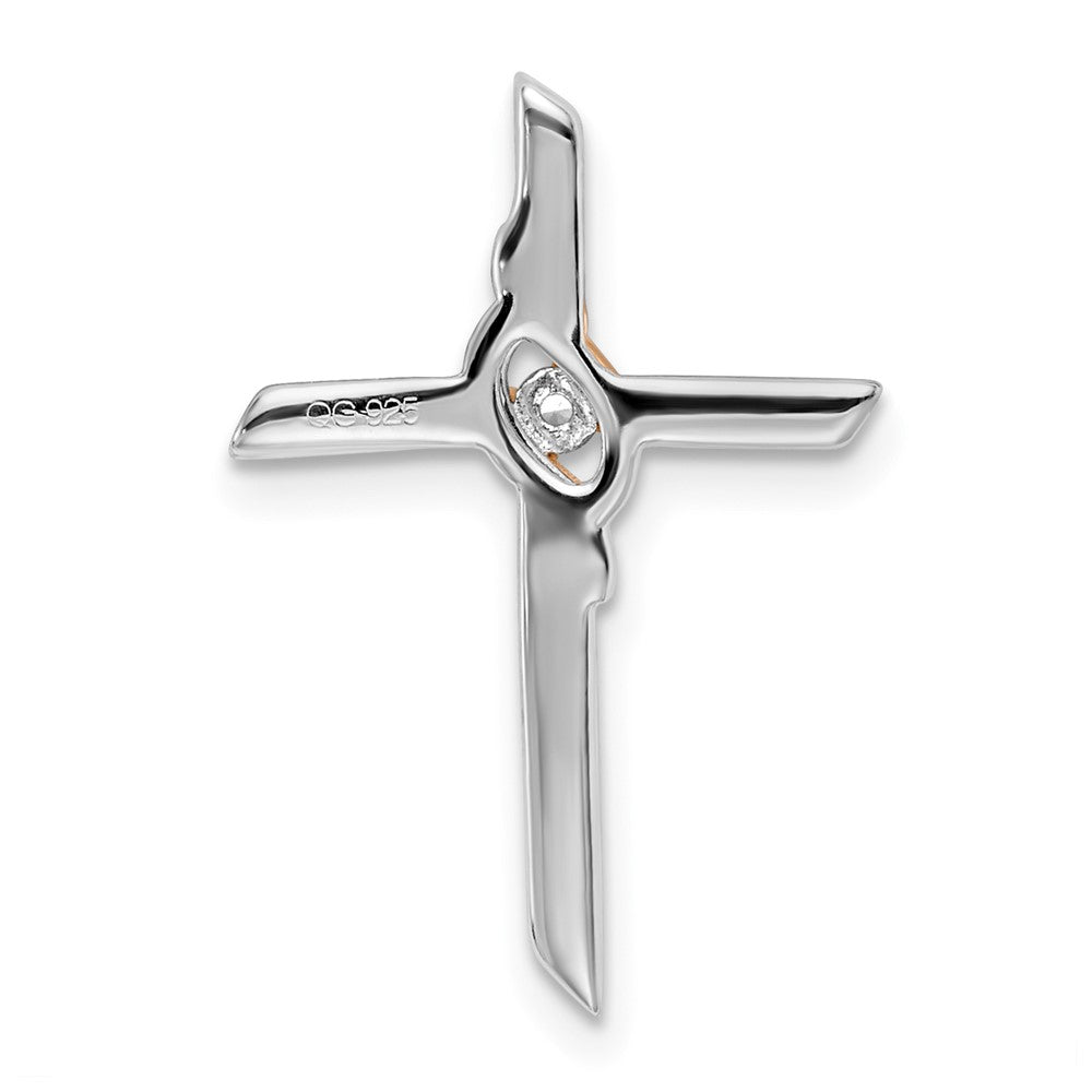 14k Two-tone White & Rose Diamond Cross Chain Slide