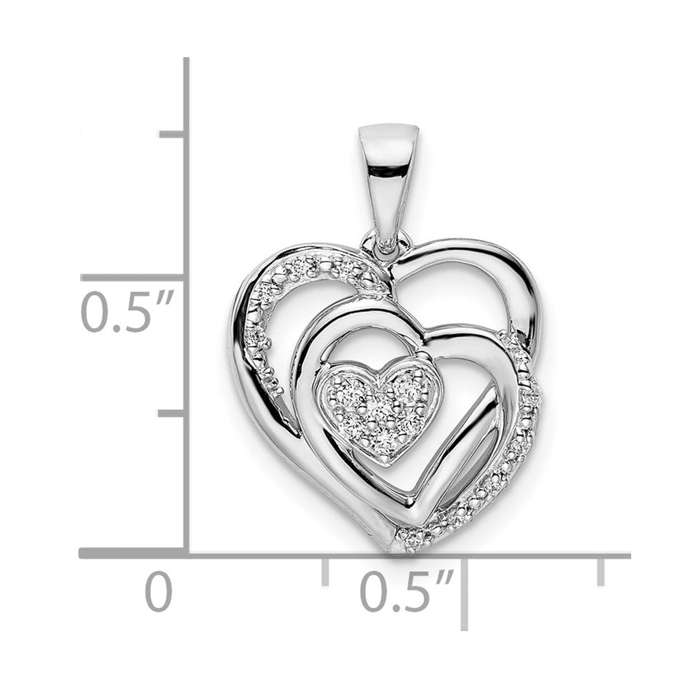 14k White Gold Polished Heart Diamond Pendant