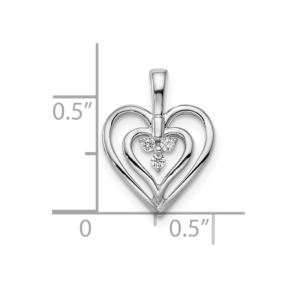14k White Gold Polished Heart Diamond Pendant