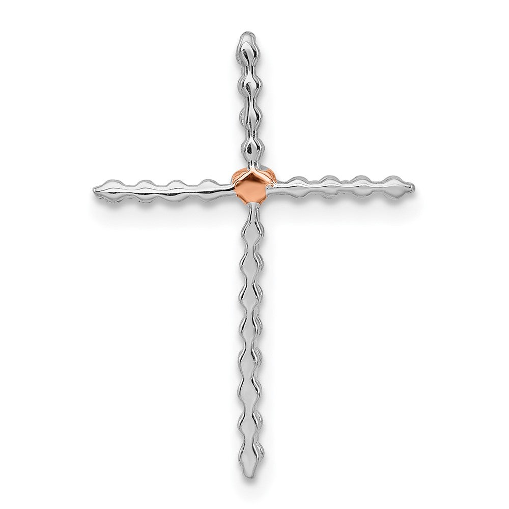 14k Two-tone White & Rose Diamond Cross Chain Slide
