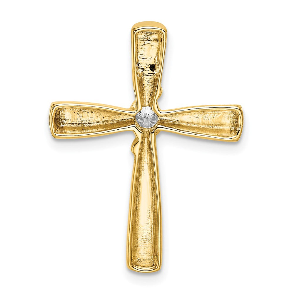 14k Polished Diamond Cross Chain Slide