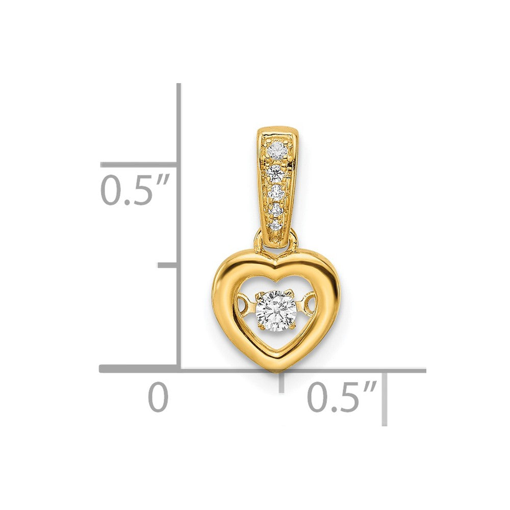 14k Diamond Polished Heart Dangle Pendant