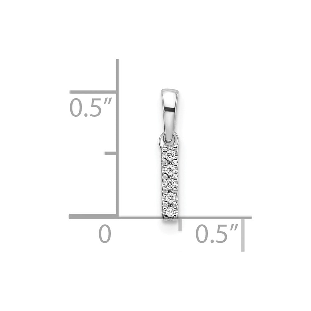 14K  White Gold Diamond Letter I Initial with Bail Pendant
