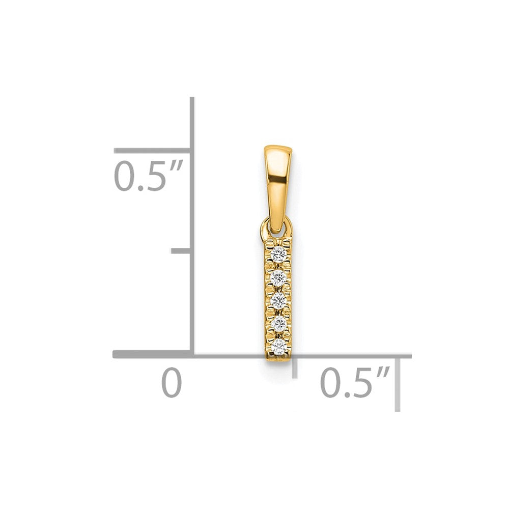 14K  Diamond Letter I Initial with Bail Pendant