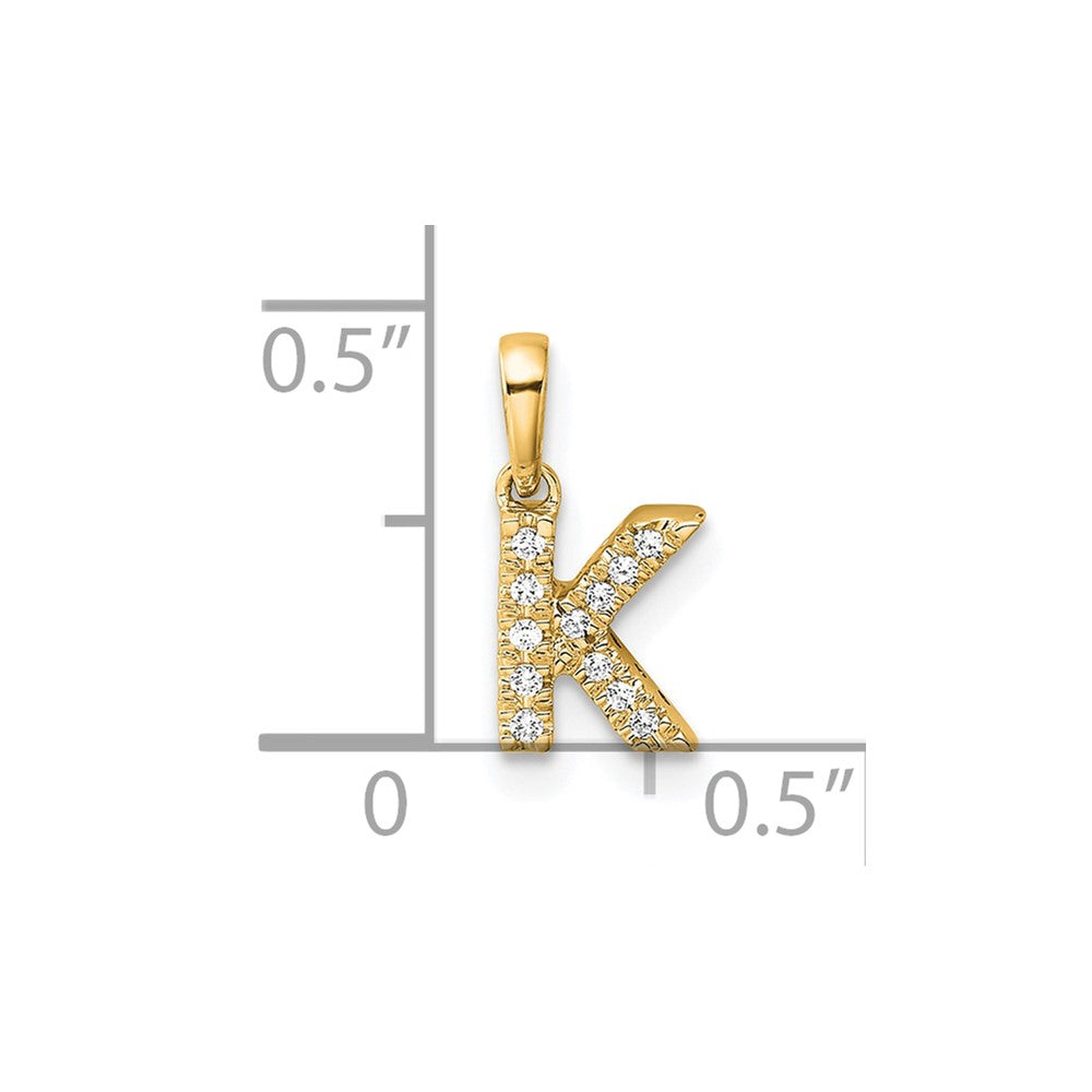 14K  Diamond Letter K  Initial with Bail Pendant