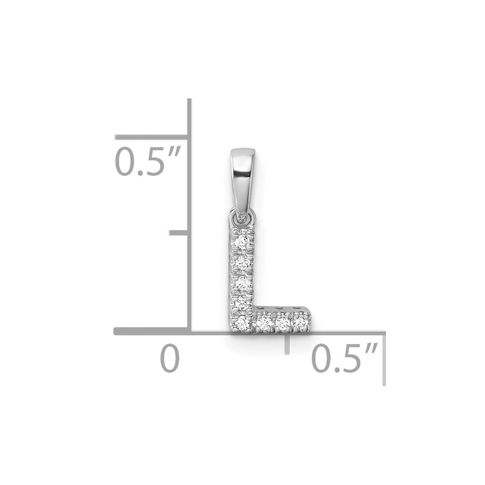 14K  White Gold Diamond Letter L Initial with Bail Pendant