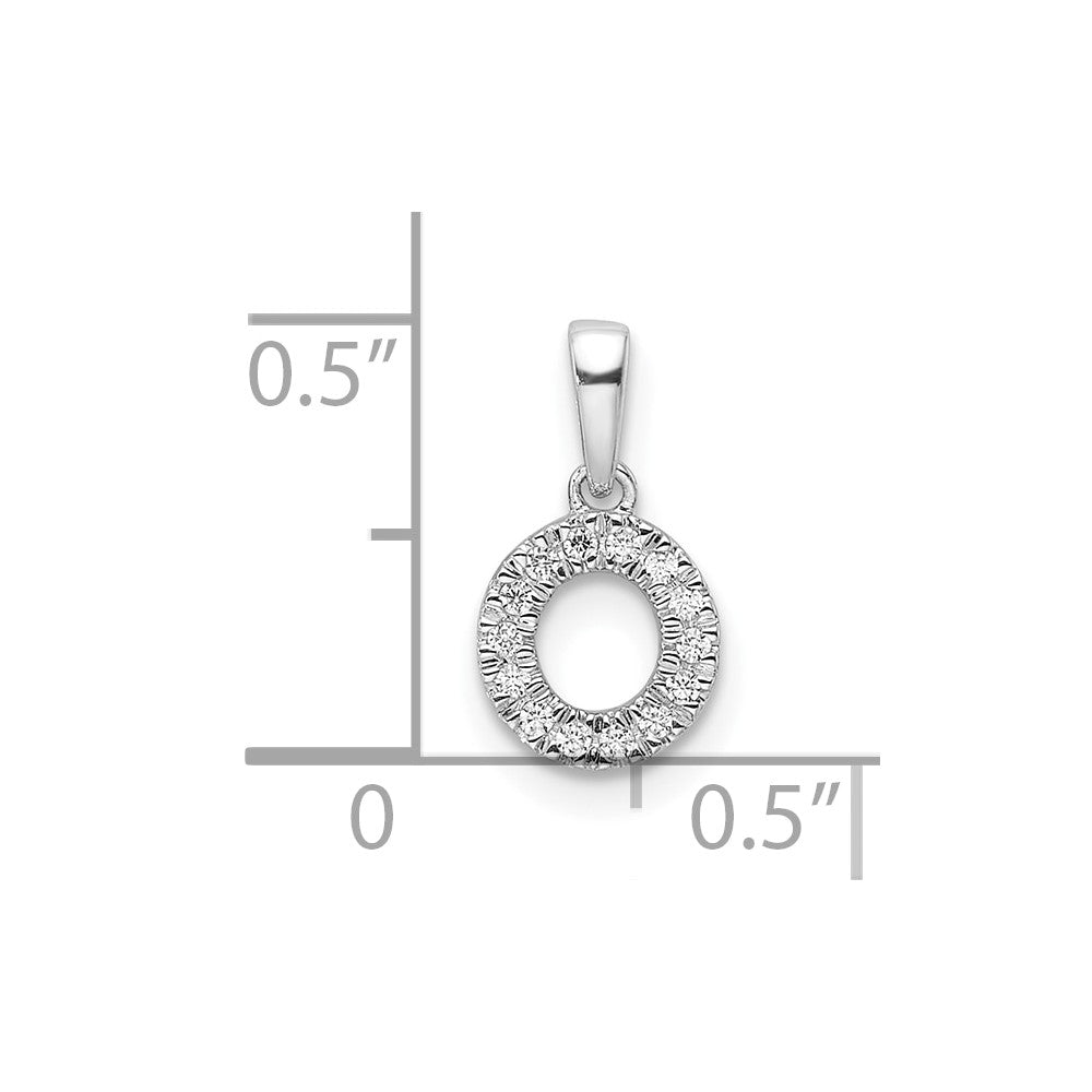 14K  White Gold Diamond Letter O Initial with Bail Pendant