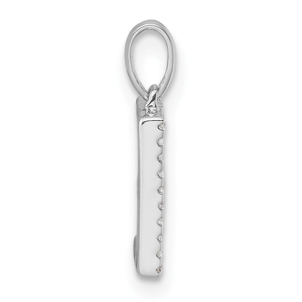 14K White Gold Diamond Letter E Initial Pendant