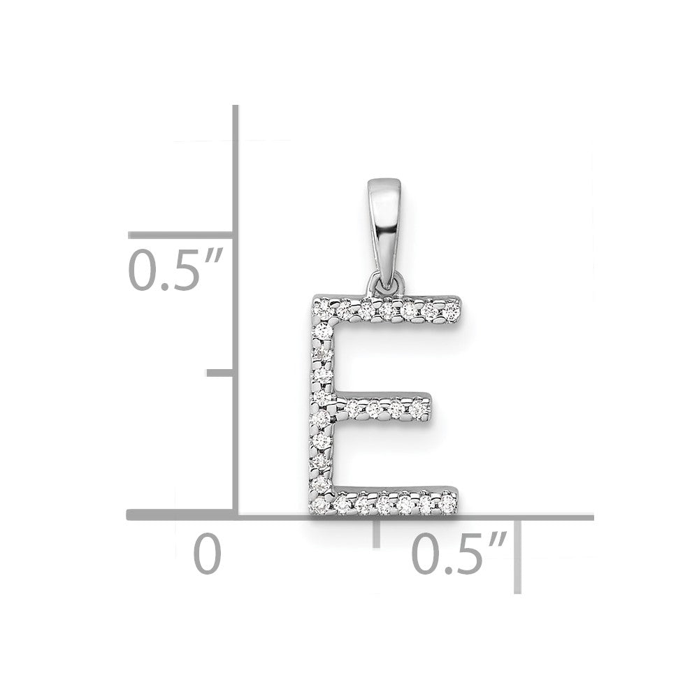 14K White Gold Diamond Letter E Initial Pendant