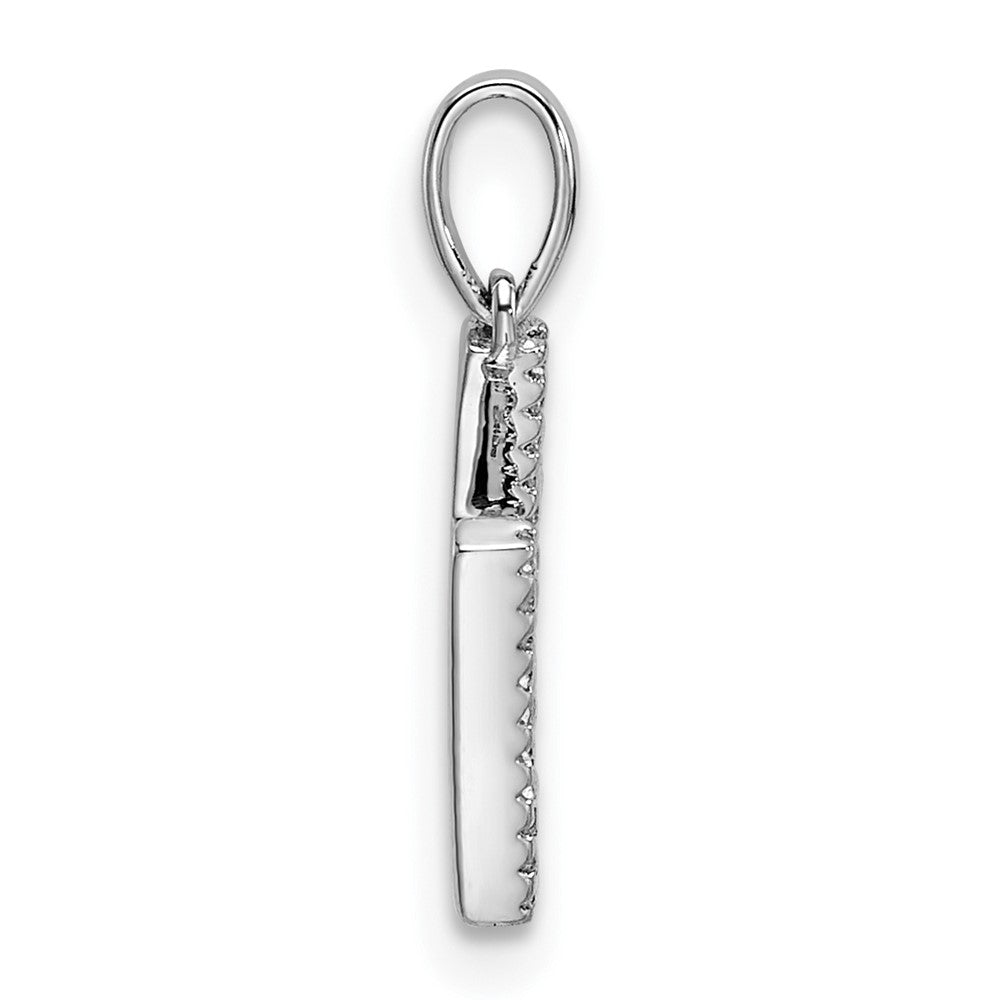 14K White Gold Diamond Letter H Initial Pendant