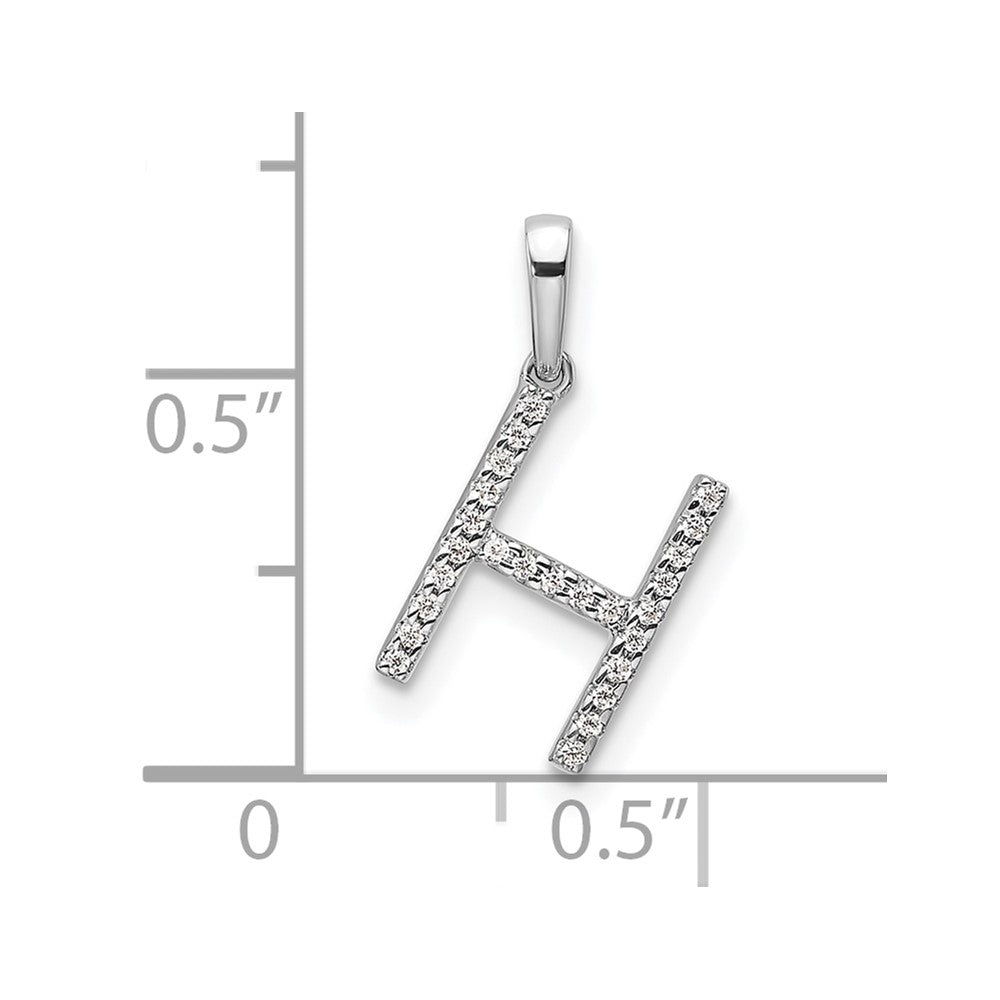 14K White Gold Diamond Letter H Initial Pendant