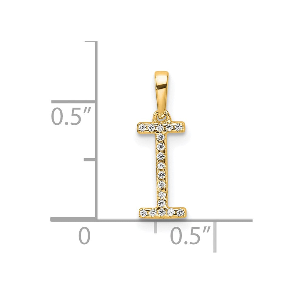 14K Diamond Letter I Initial Pendant