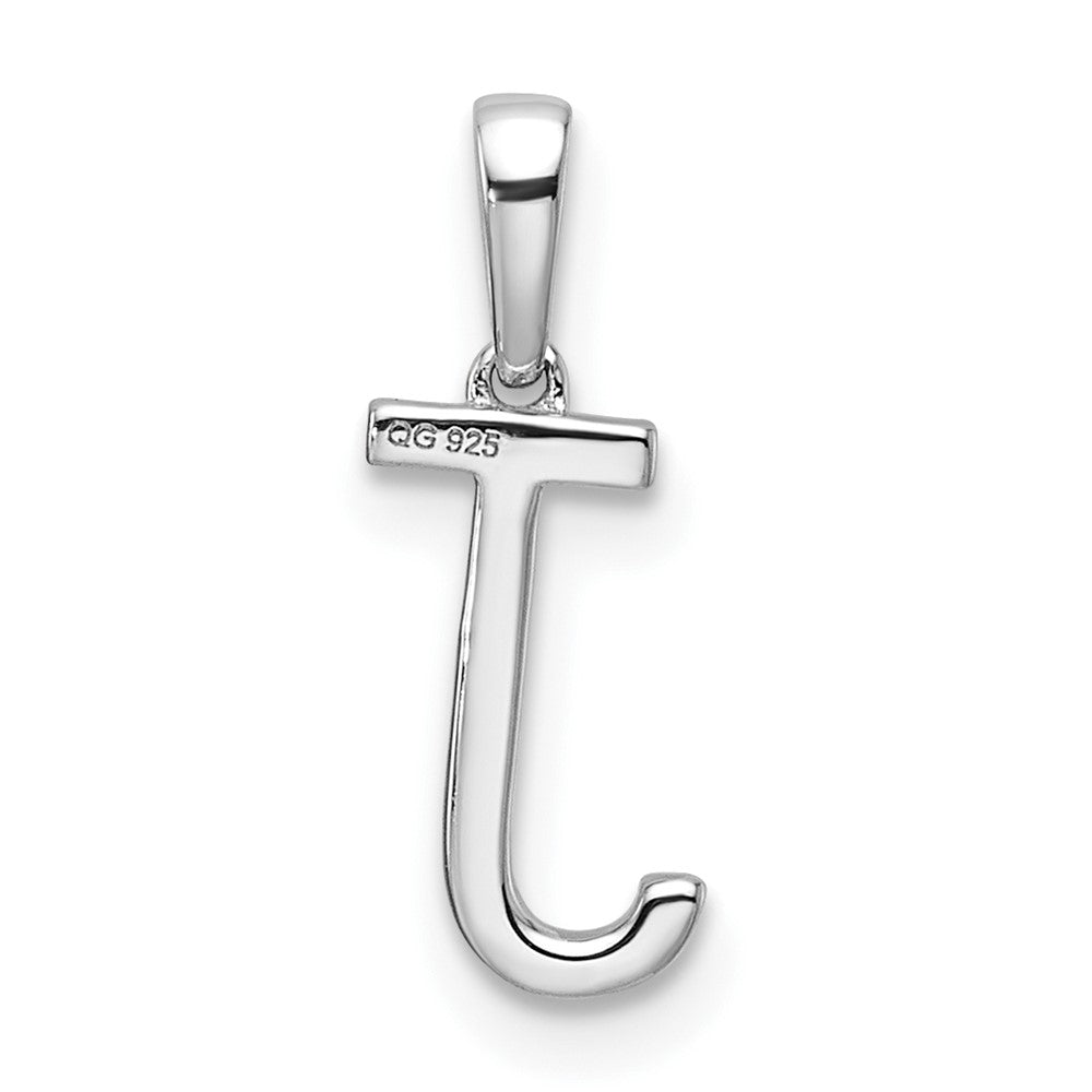 14K White Gold Diamond Letter J Initial Pendant
