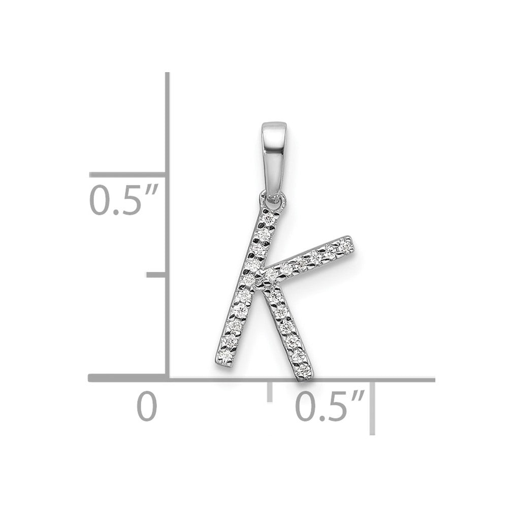 14K White Gold Diamond Letter K Initial Pendant