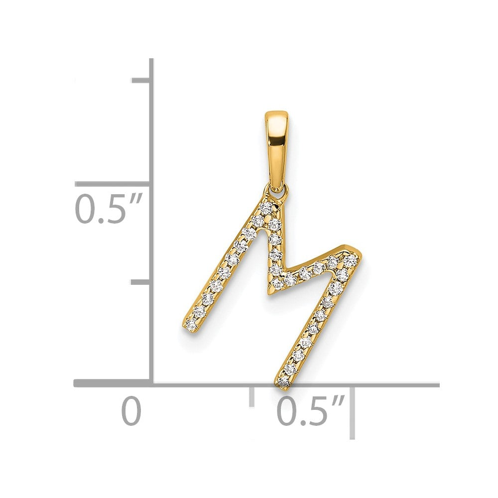 14K Diamond Letter M Initial Pendant