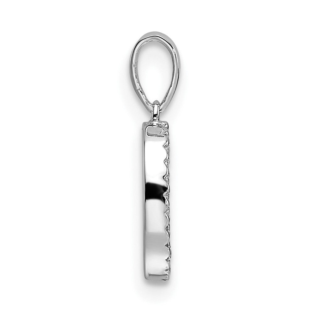 14K White Gold Diamond Letter O Initial Pendant