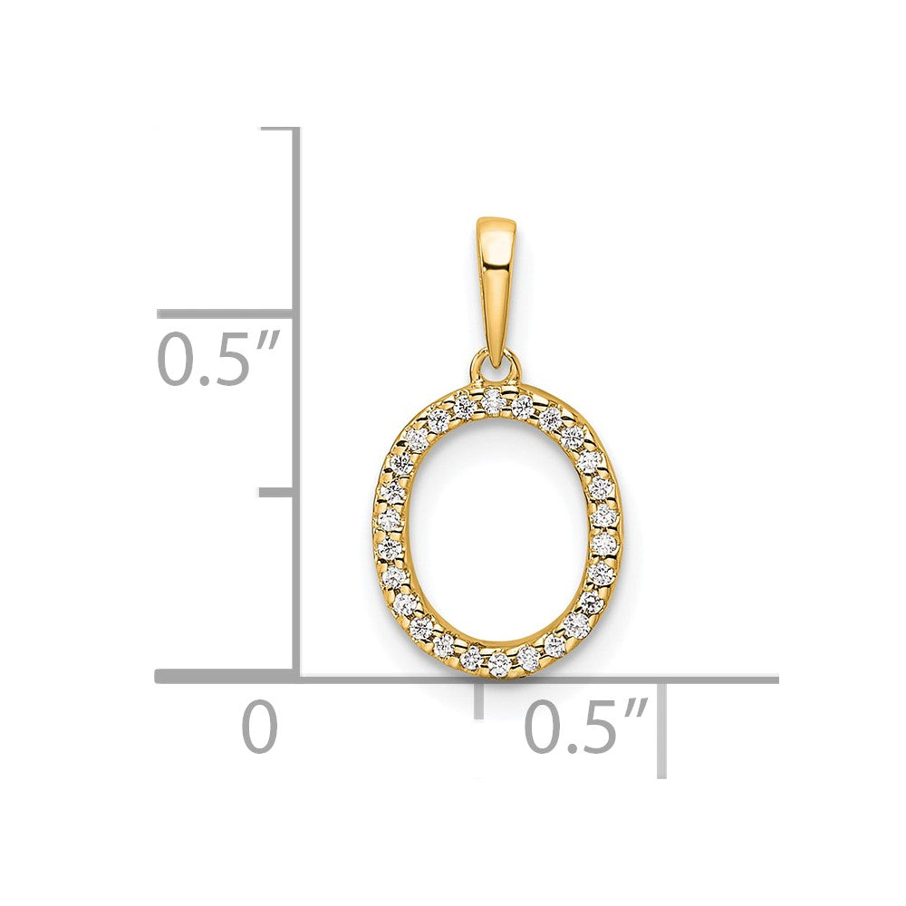 14K Diamond Letter O Initial Pendant