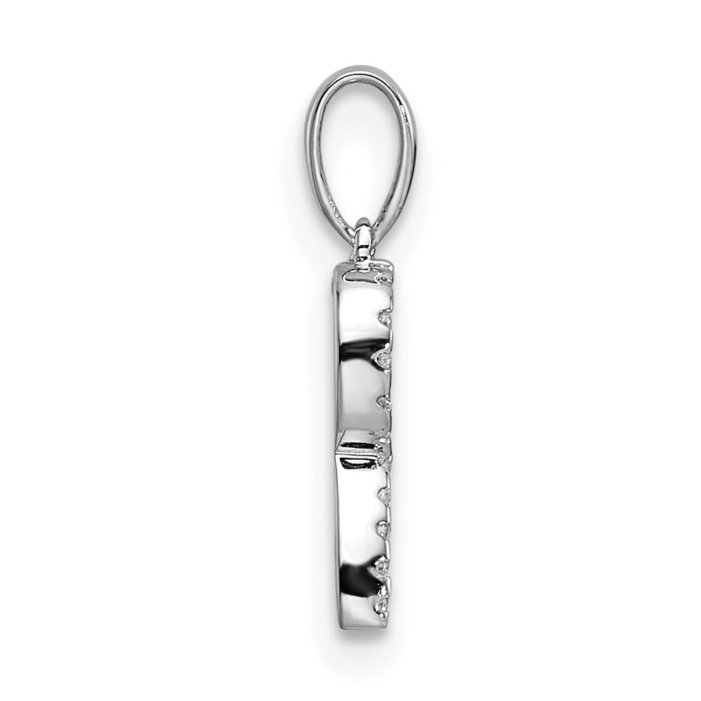 14K White Gold Diamond Letter R Initial Pendant